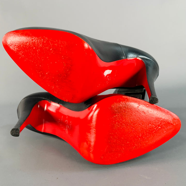 CHRISTIAN LOUBOUTIN Size 10 Rolando Black Leather Hidden Platform Pumps