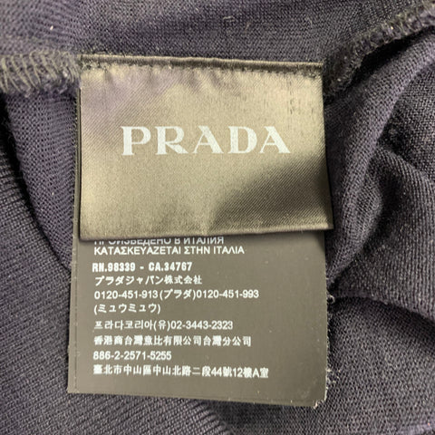 PRADA Size L Navy Knit Cotton Buttoned Polo