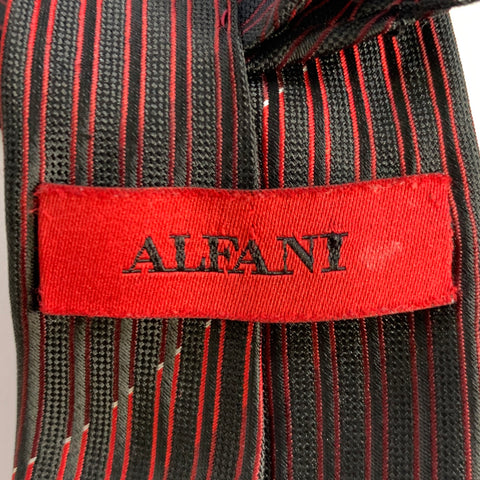 ALFANI Black Red Stripe Polyester Slim Tie