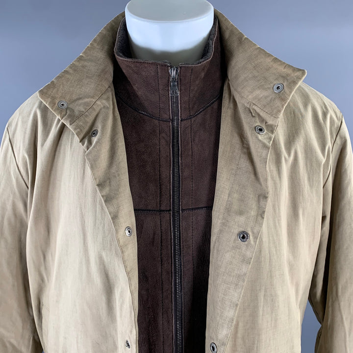 JIL SANDER Size M Beige Brown Cotton Layered Suede Lined Jacket