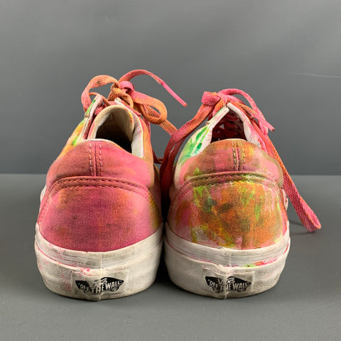 VANS Size 9 Pink Multi-Color Paint Splatter Canvas Sneakers