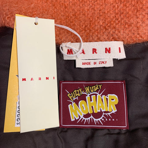 MARNI Size S/M Orange Black Fuzzy Wuzzy Mohair Cardigan Jacket