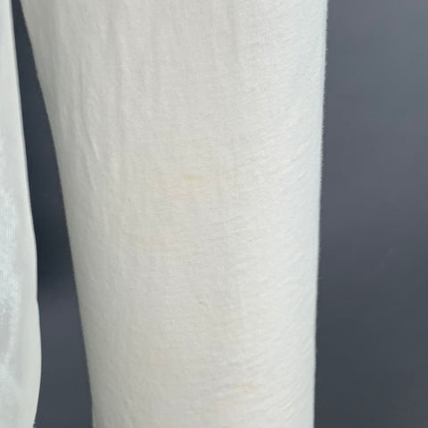 HELMUT LANG Size XL White Cotton Blend Chiffon Double Layer Crew Neck Pullover