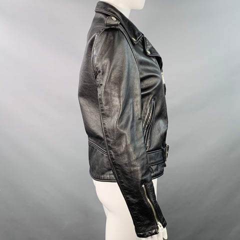 SCHOTT Size S Black Cowhide Leather Motorcycle Jacket