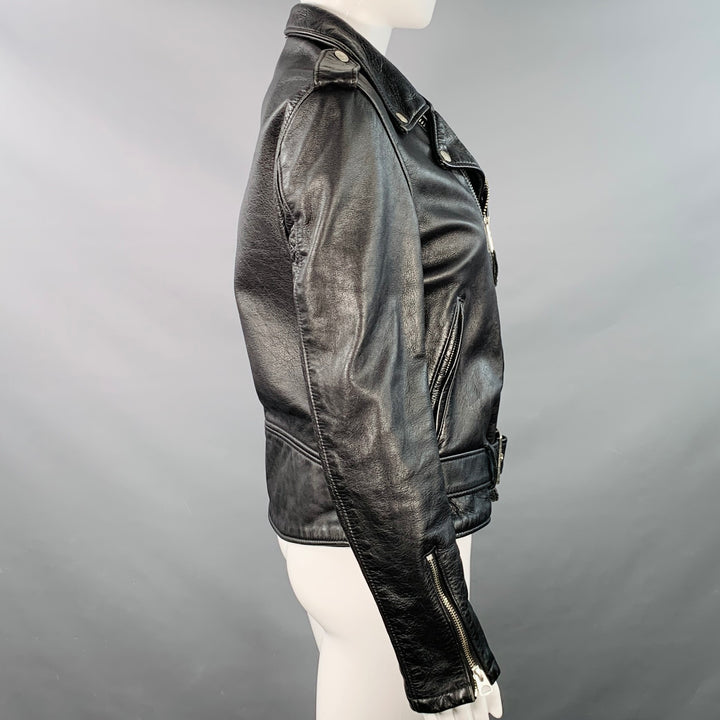 SCHOTT Size S Black Cowhide Leather Motorcycle Jacket