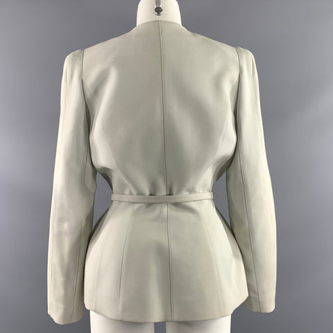 THIERRY MUGLER Size 6 Gray Light Blue Wool Blazer Jacket Indoor Blazer
