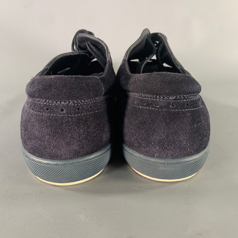 LOUIS VUITTON Size 10 Navy Wingtip Suede Vulcanized sole Lace Up Shoes