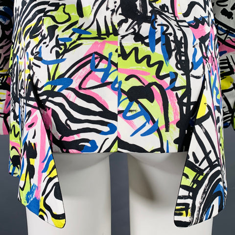 MOSCHINO COUTURE Size 38 Multi Color Print Cotton Notch Lapel Sport Coat