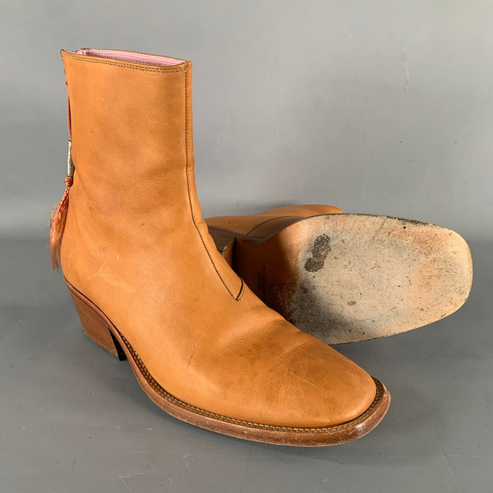 ACNE Size 8 Brown Crackled Leather Ankle Boots