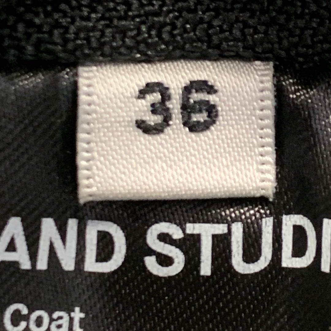 STAND STUDIO Size S Dorothea Black Faux Leather Quilted Snaps Coat