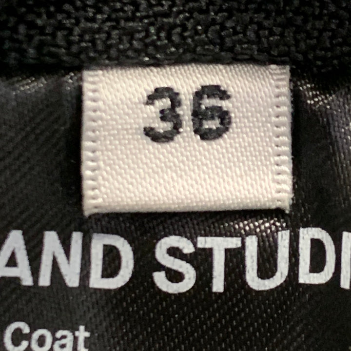 STAND STUDIO Size S Dorothea Black Faux Leather Quilted Snaps Coat
