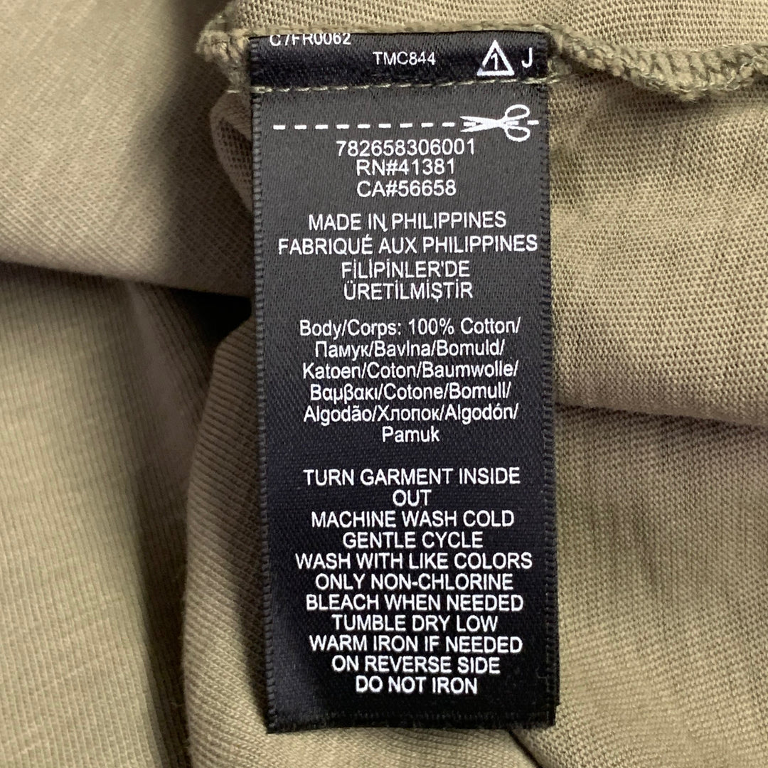 RRL by RALPH LAUREN Size XL Olive Green Logo Print Cotton Crew Neck T-shirt
