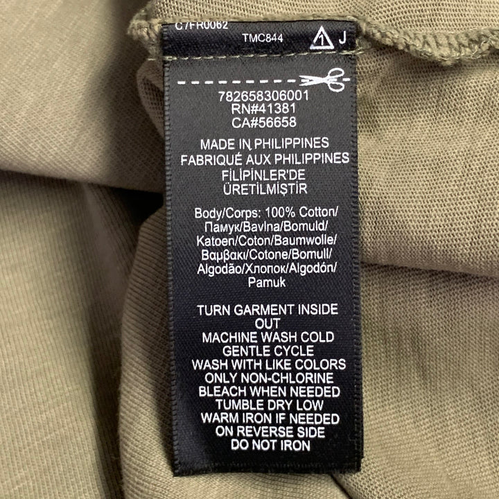 RRL by RALPH LAUREN Size XL Olive Green Logo Print Cotton Crew Neck T-shirt