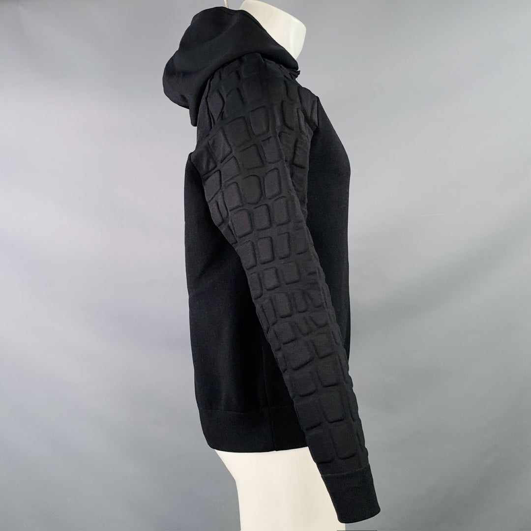 ALEXANDER WANG x H&M Size S Black Textured Viscose Hooded Sweatshirt