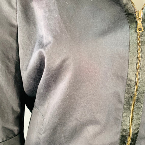 MARNI Size 2 Black Cotton Bishop Sleeve Zip Up Hooded Jacket