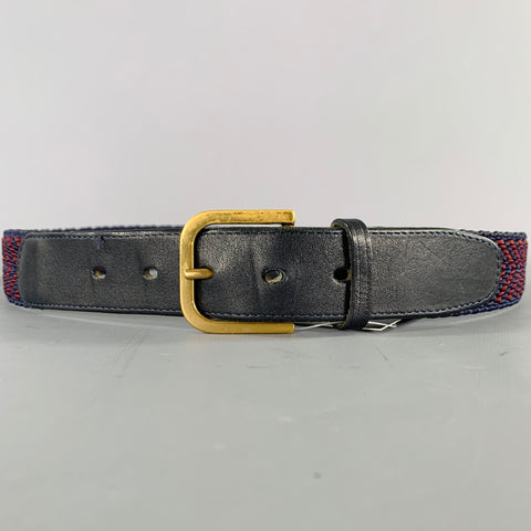 Ceinture en cuir tissé vintage marine bordeaux, taille 35