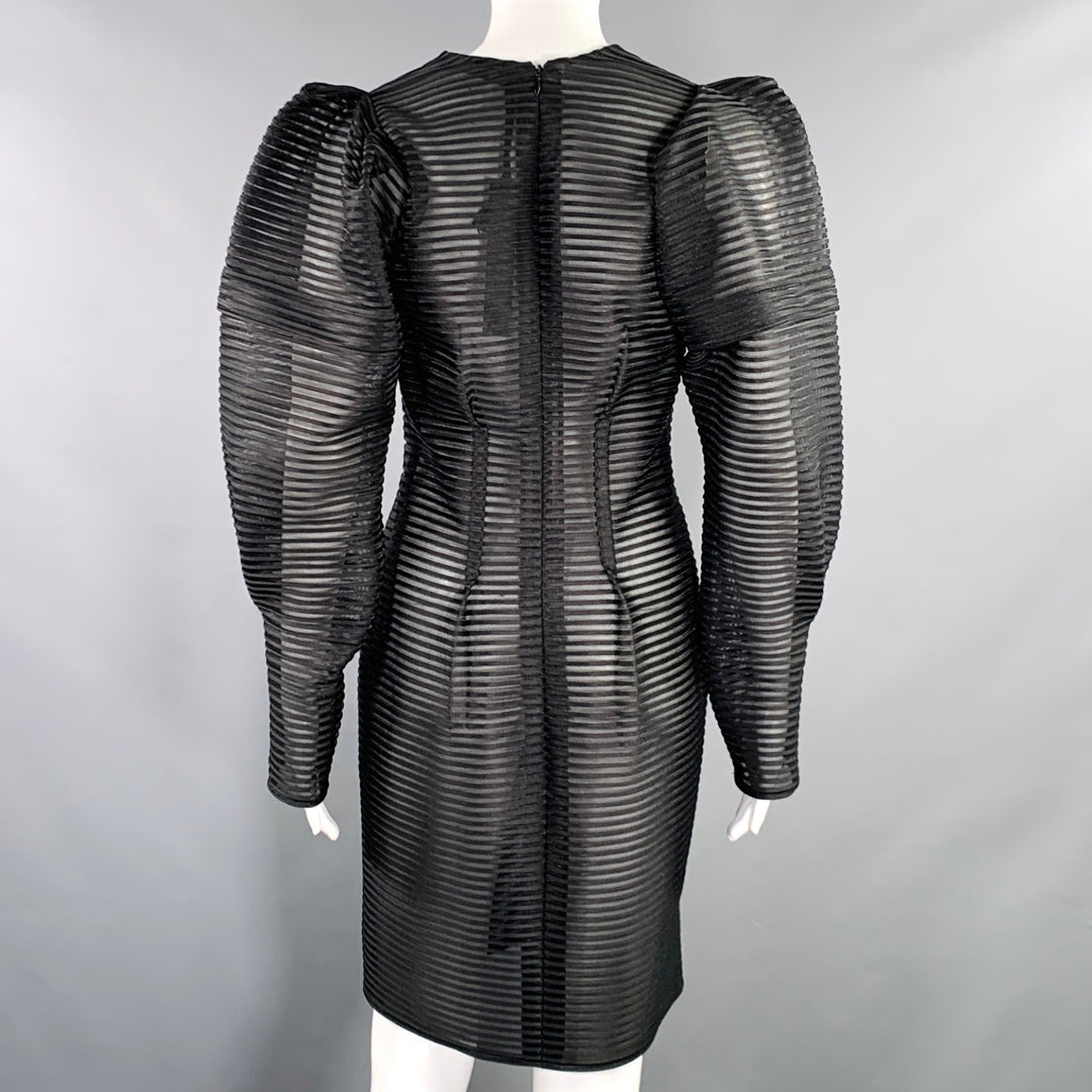 black mesh stripe dress RUBIN SINGER Size S Black Mesh Stripe Back Zip Dress – Sui Generis Designer  Consignment