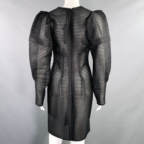 RUBIN SINGER Size S Black Mesh Stripe Back Zip Dress