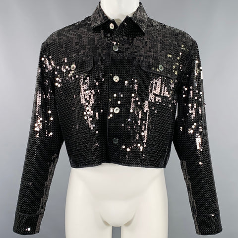 JUNYA WATANABE 2020 Size XS Black Sequined Polyester Cropped Jacket