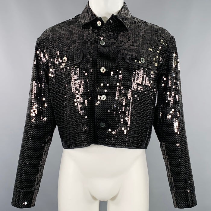JUNYA WATANABE 2020 Size XS Black Sequined Polyester Cropped Jacket