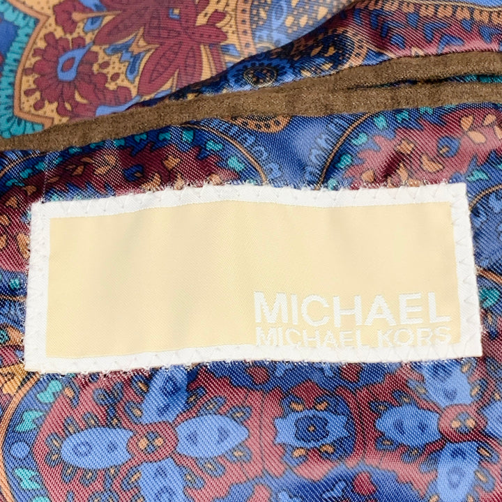 MICHAEL by MICHAEL KORS Size 42 Regular Blue Brown Velvet Elbow Patches Sport Coat