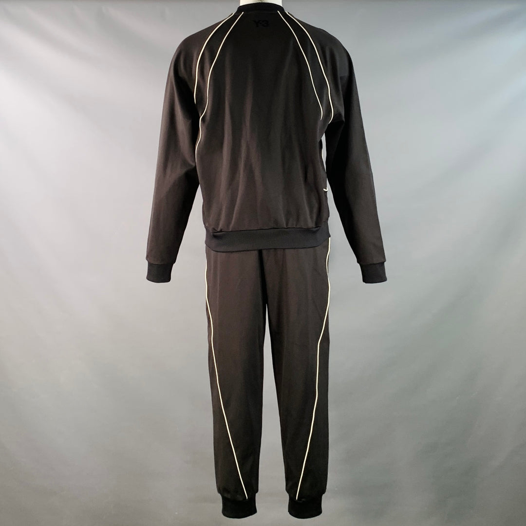 Y-3 Size M Black White Polyamide Blend Zip Up Drawstring Tracksuit