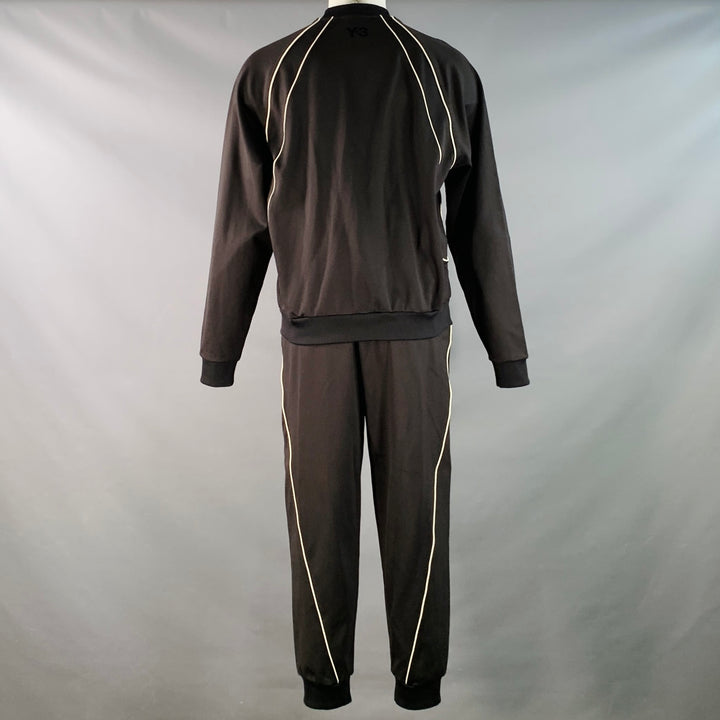 Y-3 Size M Black White Polyamide Blend Zip Up Drawstring Tracksuit