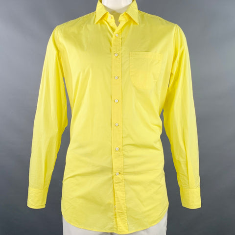 SID MASHBURN Size L Yellow Cotton One Pocket Long Sleeve Shirt
