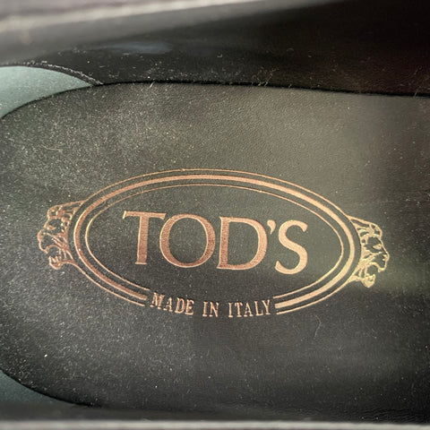 TOD'S Size 10.5 Black Leather Penny Loafers