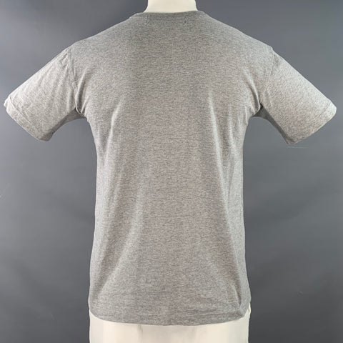 COMME des GARCONS PLAY Size XL Grey Black Hearts Cotton Crew Neck T-shirt