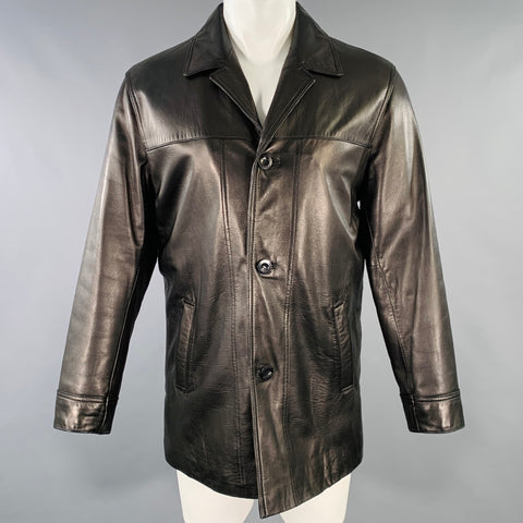 KENNETH COLE Size S Black Leather Single Breasted Coat