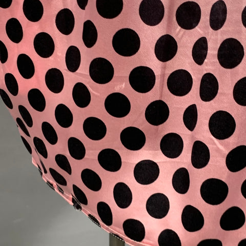 UNGARO Vintage 1980s Size L Pink Black Silk Polka Dot Turtleneck Tent Dress
