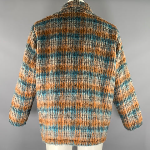 SOUTH 2 WEST 8 Size M Orange Blue & Black Textured Acrylic Blend Snaps Jacket