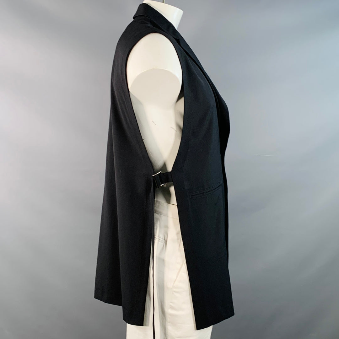 LUI'S Size XXL Black Open Sides Single Breasted Longline Vest