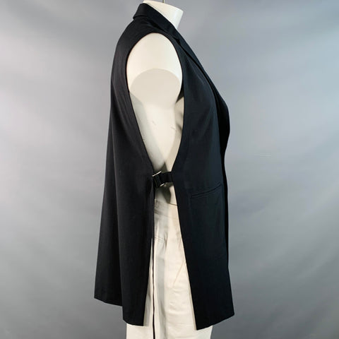 LUI'S Size XXL Black Open Sides Single Breasted Longline Vest