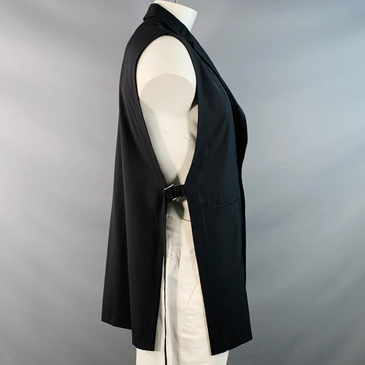 LUI'S Size XXL Black Open Sides Single Breasted Longline Vest