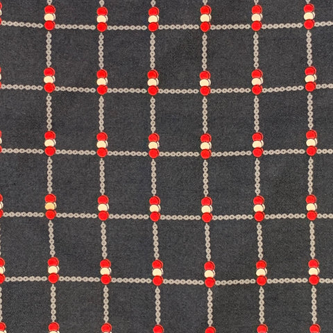Pochette de costume VINTAGE carrés bleu marine rouge gris