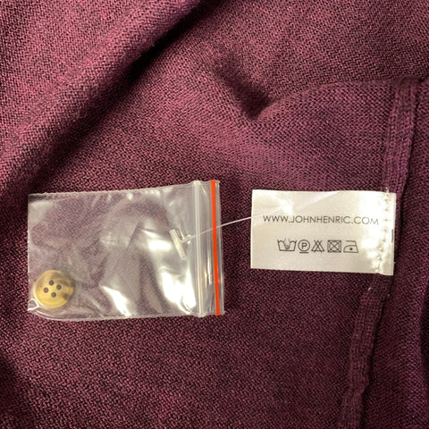 JOHN HENRIC Size L Burgundy Knitted Wool Buttoned Polo