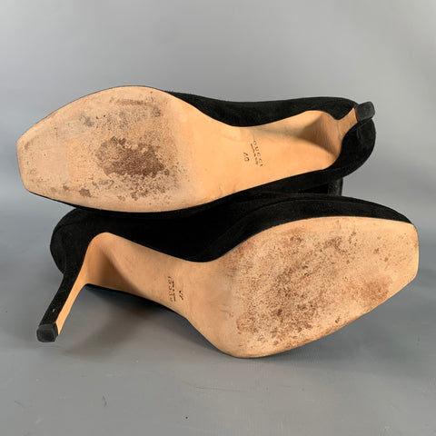 GUCCI Size 10 Black Suede Stiletto Platform Heels Pumps