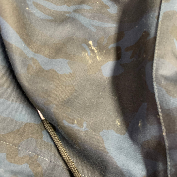 RAF SIMONS Size 42 Navy Black Camo Cotton Hooded Coat