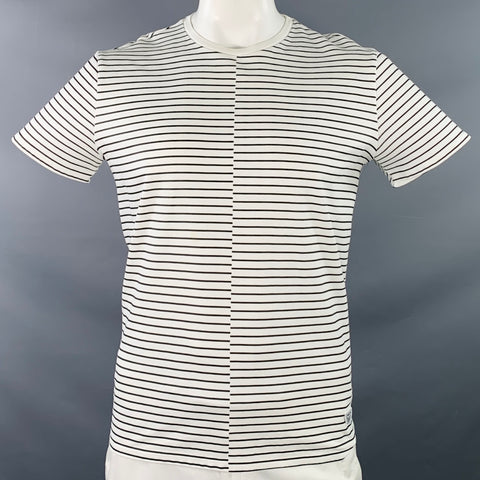 ARMANI JEANS Size XXL White Black Jersey Stripe Short Sleeve T-shirt