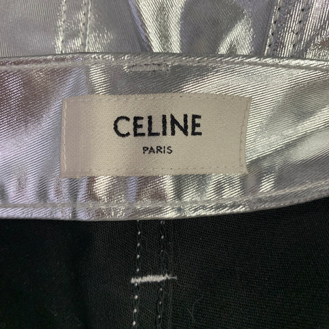 CELINE Size 29 Silver Metallic Cotton Blend Jean Cut Casual Pants