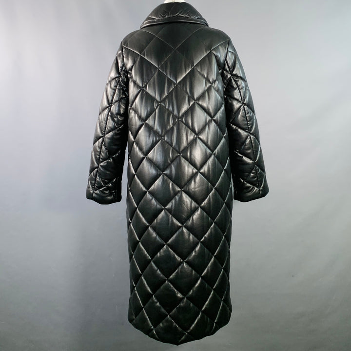 STAND STUDIO Size S Dorothea Black Faux Leather Quilted Snaps Coat