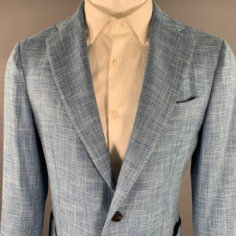 MAURIZIO BALDASSARI Chest Size 40  Blue Heather Cashmere / Cotton Sport Coat