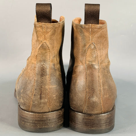 PAUL SMITH Size 9 Brown Antique Leather Cap Toe Lace-Up Boots