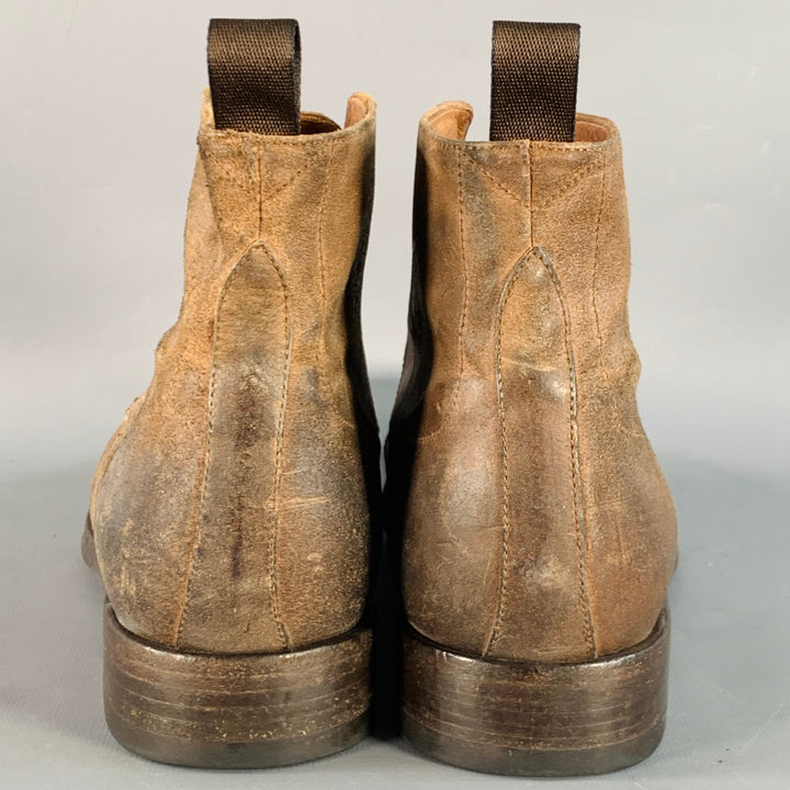 PAUL SMITH Size 9 Brown Antique Leather Cap Toe Lace-Up Boots