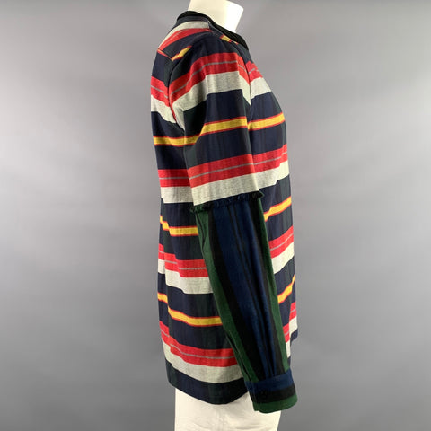 SACAI Size L Multi Color Mixed Fabrics Cotton rayon Crew Neck Pullover