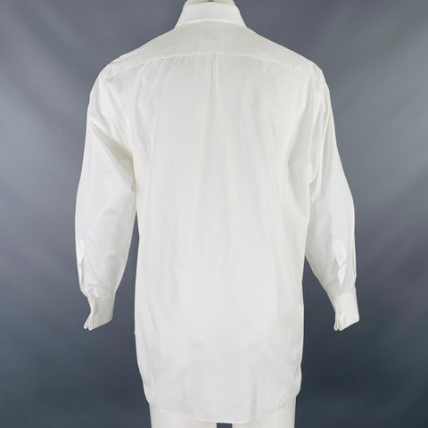 LORENZINI Size S White Cotton Tuxedo Long Sleeve Shirt