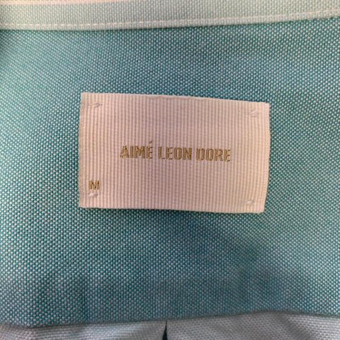AIME LEON DORE Size M Green Turquoise Mixed Patterns Cotton Long Sleeve Shirt