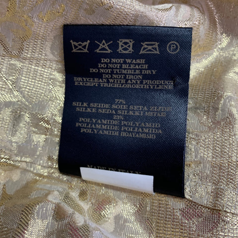 BURBERRY PRORSUM Size S Gold Metallic Floral Silk Blend Tuxedo Long Sleeve Shirt